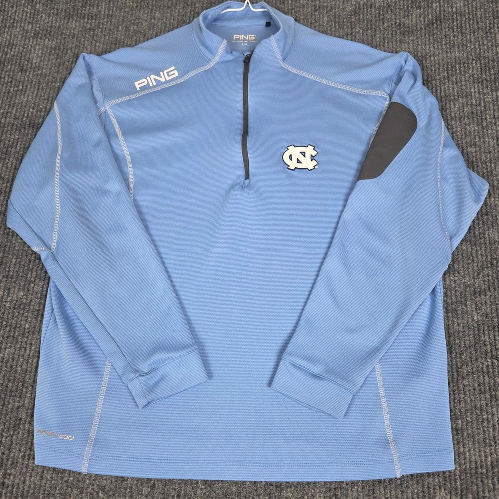Ping UNC Tar Heels Mens Large Blue SensorCool Quarter Zip Golf Pullover 261157